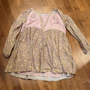 Floral Mini Dress in Purple and Yellow